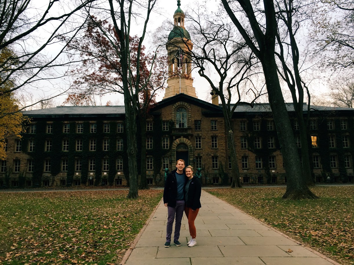 Anna and Alex in front of Nassau Hall at Princeton in the fall