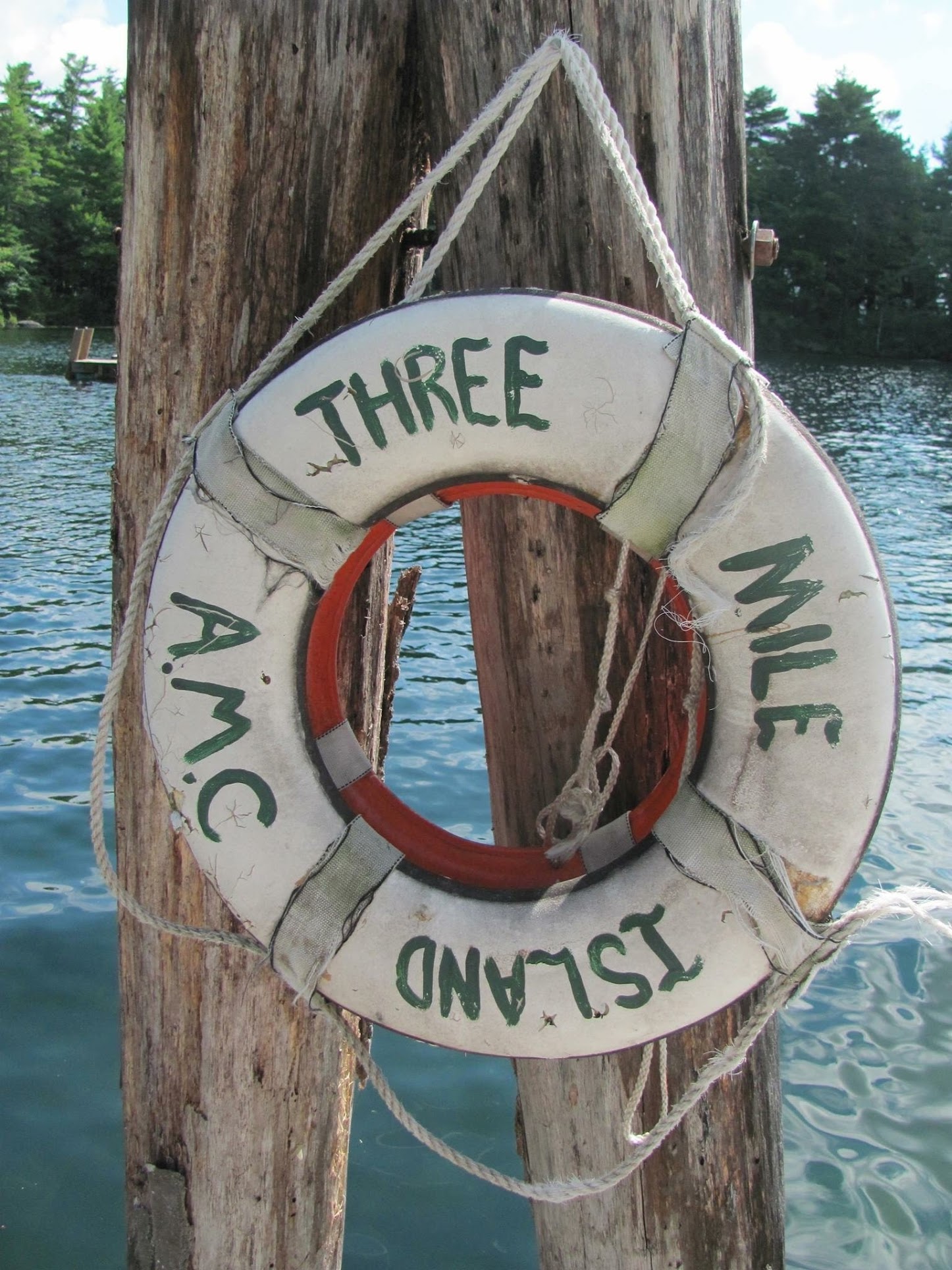 Three Mile Island AMC life ring on the dock