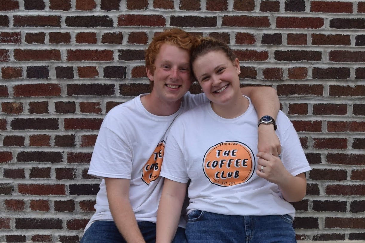 Anna and Alex in Princeton Coffee Club t-shirts