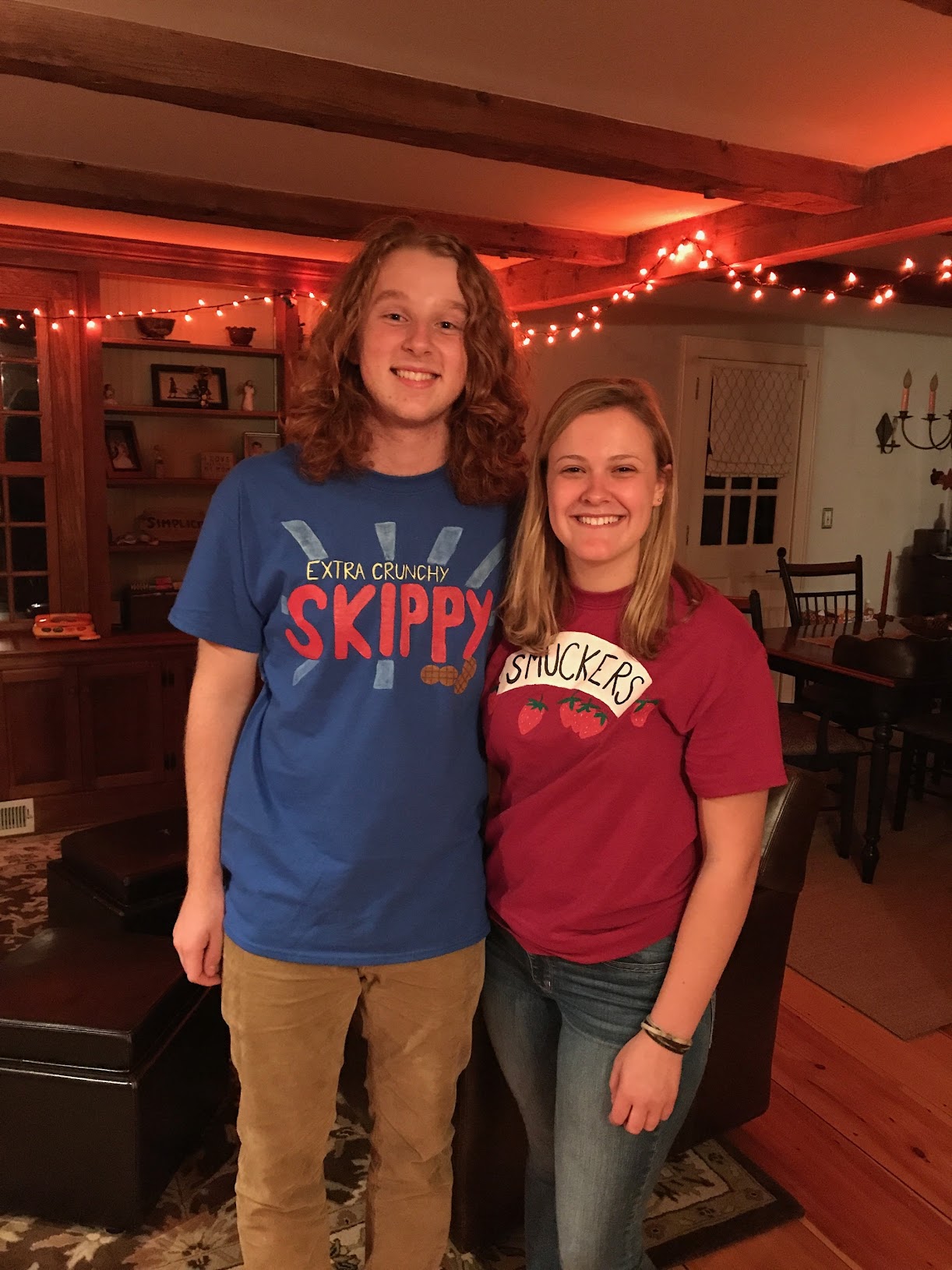 Anna and Alex's first Halloween as a couple — Skippy peanut butter and Smucker's jam