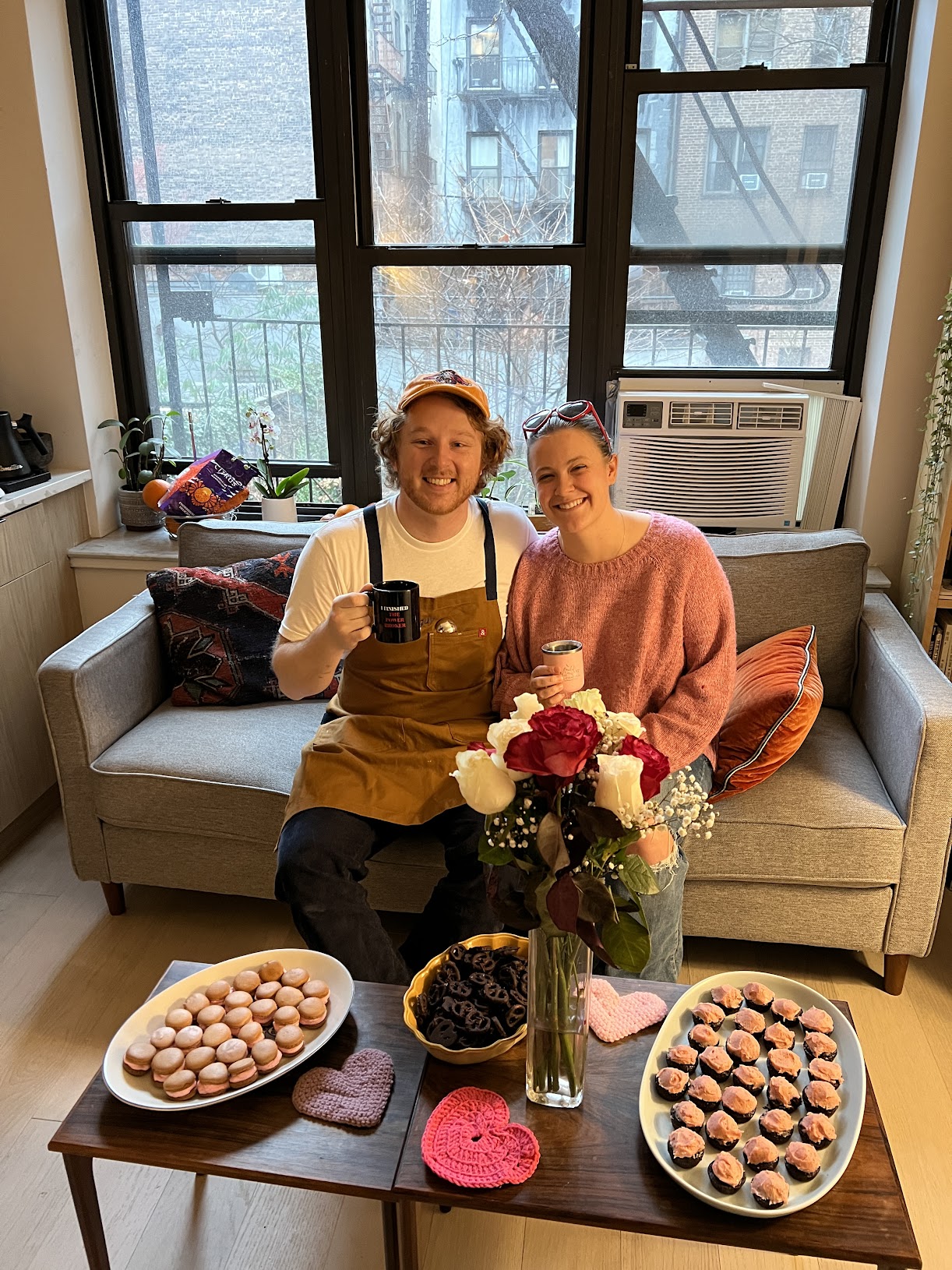Anna and Alex at home in their NYC apartment