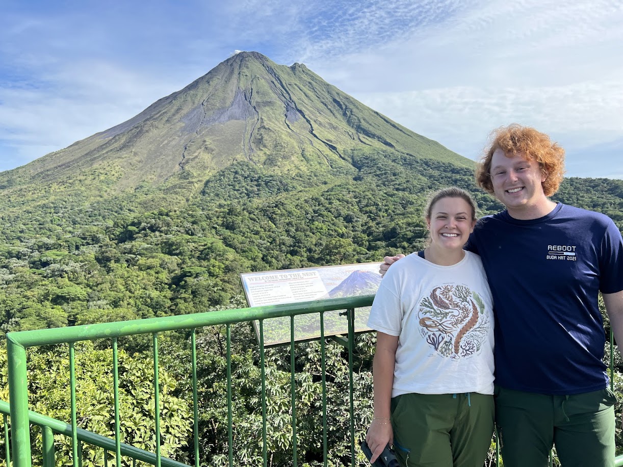 Anna and Alex in front of Arenal Volcano, Costa Rica, 2024