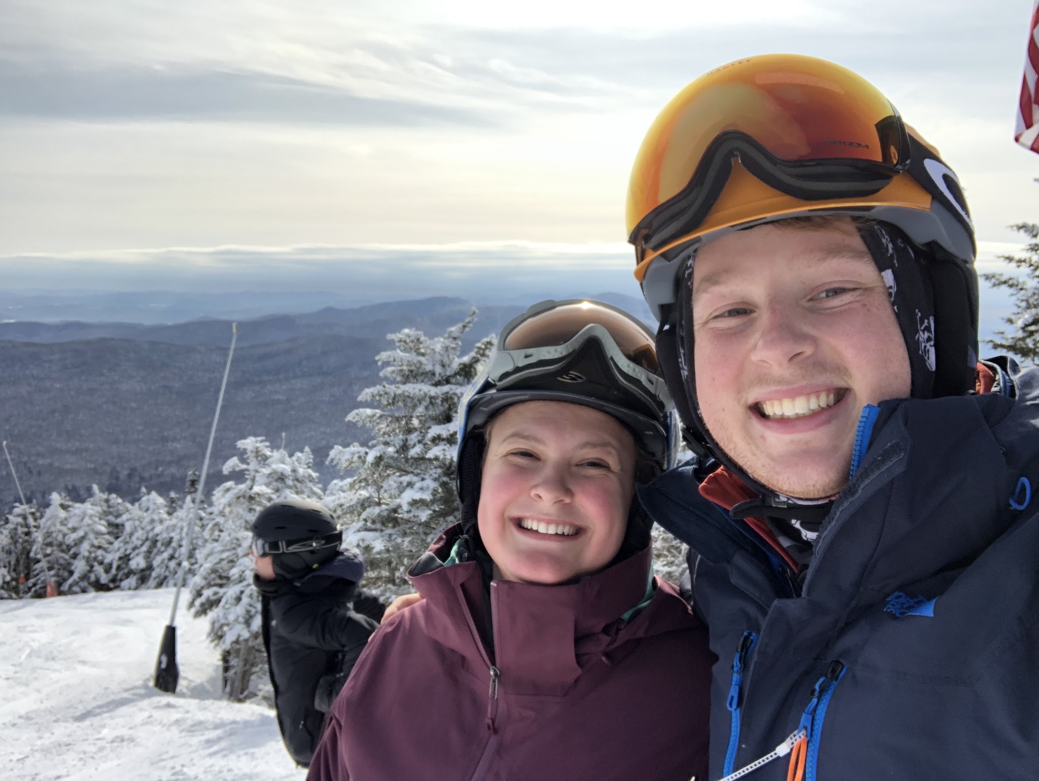 Anna and Alex skiing
