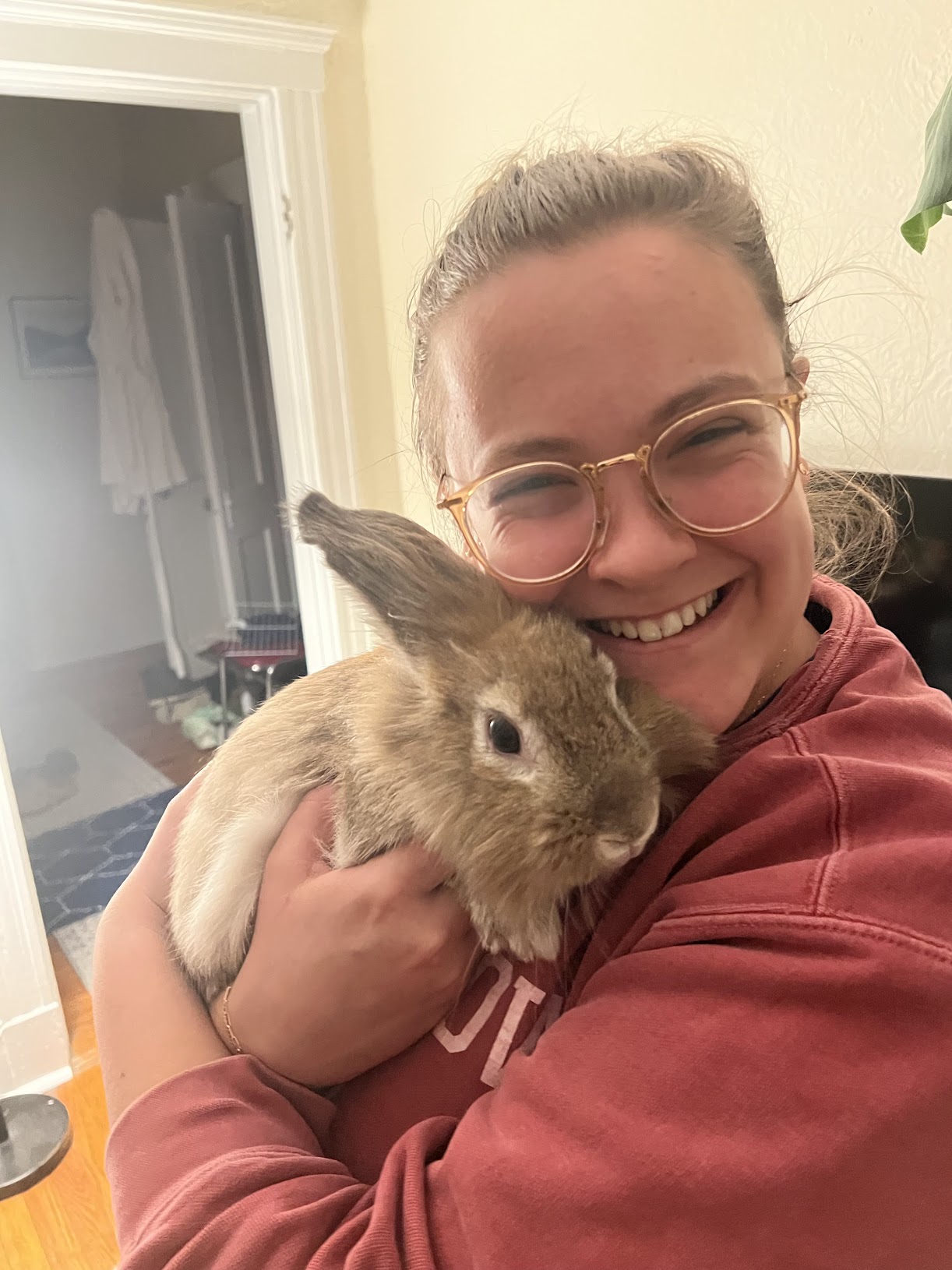 Anna holding Rusty the bunny