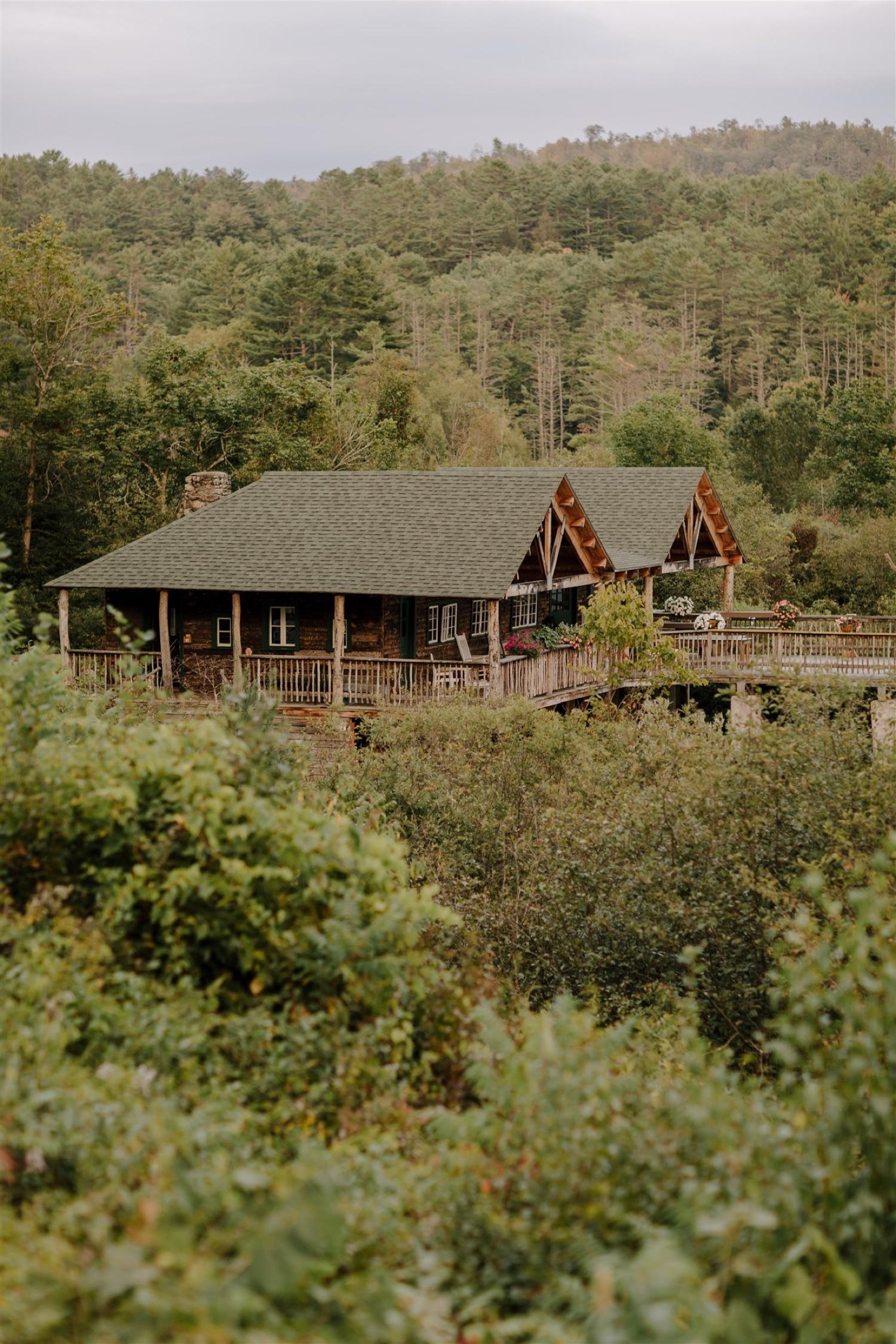 The boathouse at Ogontz nestled in the forest