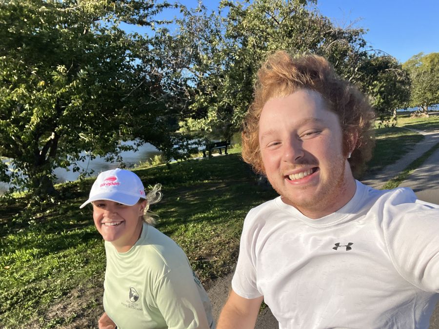 Anna and Alex in outdoor activewear