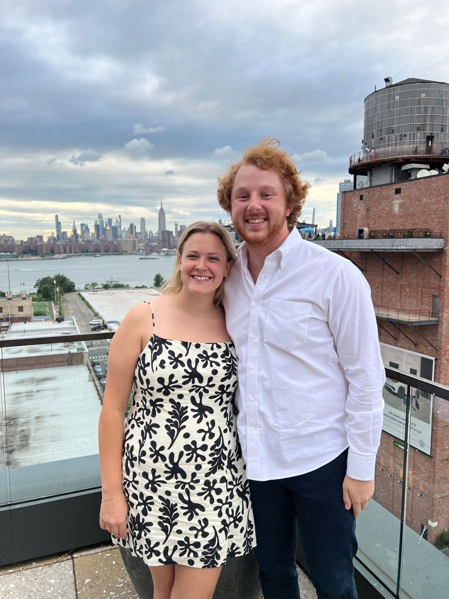 Anna and Alex in casual Friday outfits