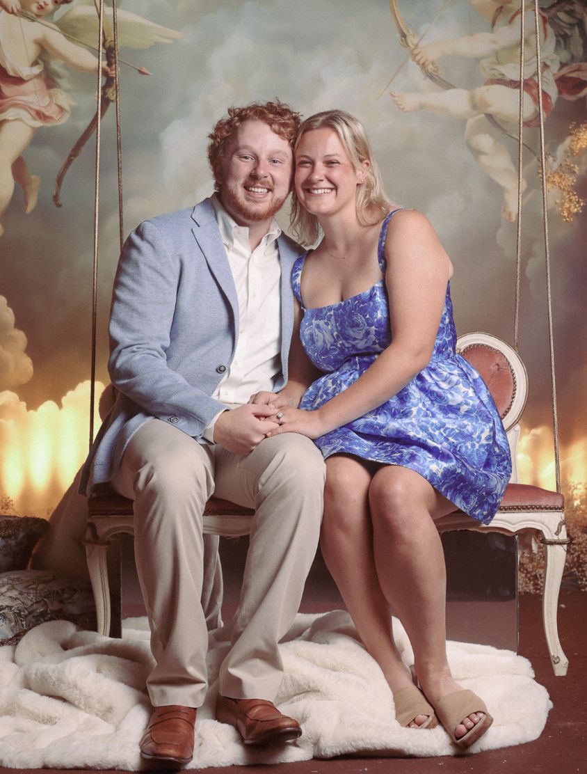 Anna and Alex in semi-formal outfits